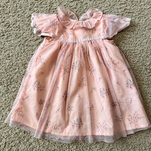 next Peach Floral Tulle Dress for Girls